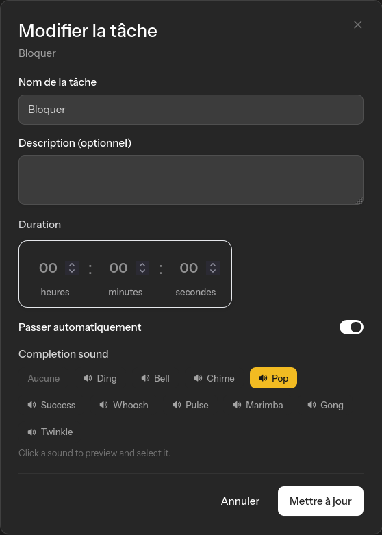 Capture d'ecran du formulaire de creation de tache de routine dans Elix